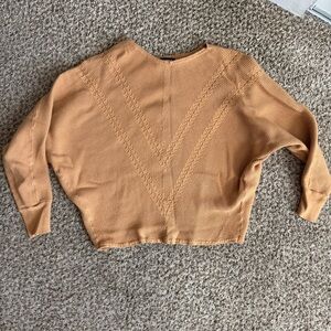 Express - Cropped Batwing Sweater - Tan/Mustard - Size XL